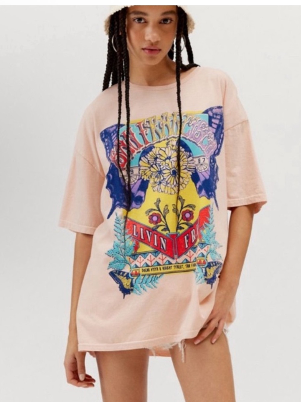 Project Social T San Francisco Livin' Free Oversized T-Shirt/short T Dress small